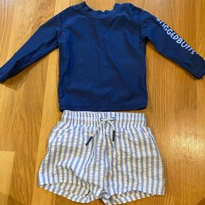 Rufflebutts rash-guard and Cat and Jack bathing suit bundle